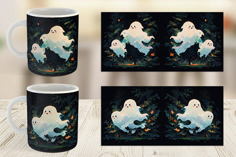 Mug Wrap Spooky Halloween Ghosts Sublimation artnoy 