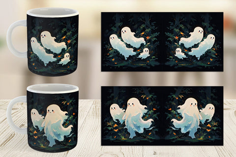Mug Wrap Spooky Halloween Ghosts Sublimation artnoy 