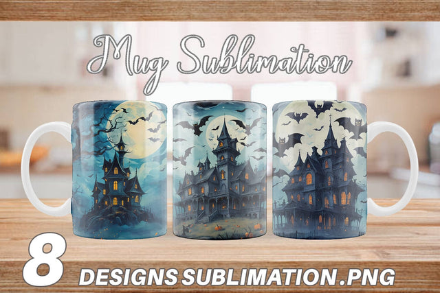 Mug Wrap Spooky Haunted House Sublimation artnoy 
