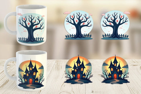 Mug Wrap Spooky Scenes Sublimation artnoy 