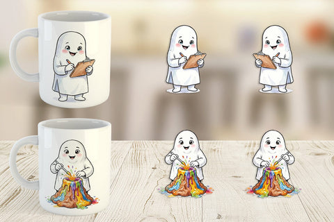 Mug Wrap Spooky Science Teacher Ghost Sublimation artnoy 