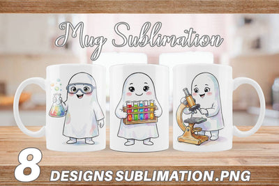 Mug Wrap Spooky Science Teacher Ghost Sublimation artnoy 