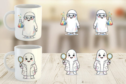 Mug Wrap Spooky Science Teacher Ghost Sublimation artnoy 