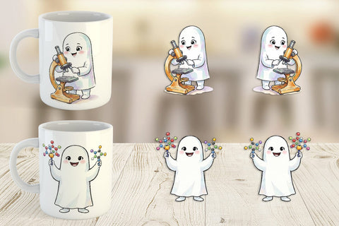 Mug Wrap Spooky Science Teacher Ghost Sublimation artnoy 
