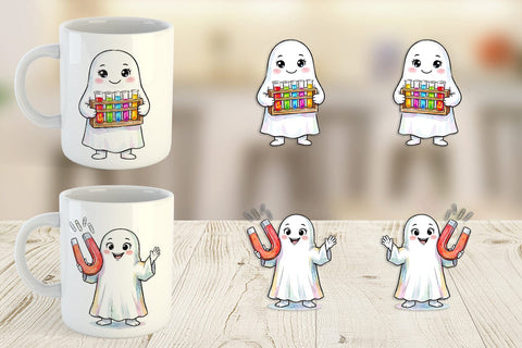 Mug Wrap Spooky Science Teacher Ghost Sublimation artnoy 