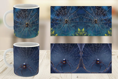 Mug Wrap Spooky Spider Web Sublimation artnoy 