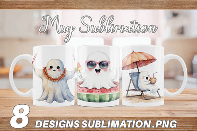 Mug Wrap Spooky Summer Ghosts Sublimation artnoy 