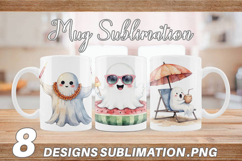 Mug Wrap Spooky Summer Ghosts Sublimation artnoy 