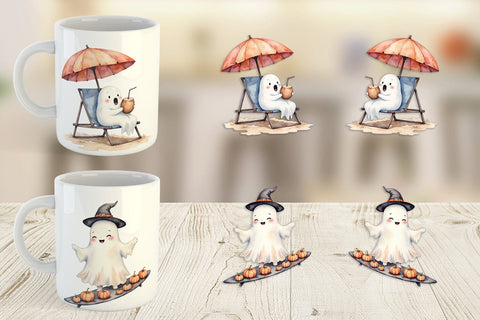 Mug Wrap Spooky Summer Ghosts Sublimation artnoy 