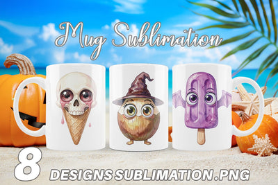 Mug Wrap Spooky Summer Snack Watercolor Sublimation artnoy 