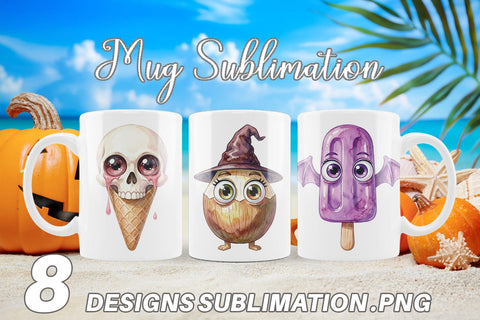 Mug Wrap Spooky Summer Snack Watercolor Sublimation artnoy 