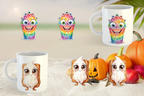 Mug Wrap Spooky Summer Snack Watercolor Sublimation artnoy 