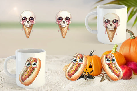 Mug Wrap Spooky Summer Snack Watercolor Sublimation artnoy 