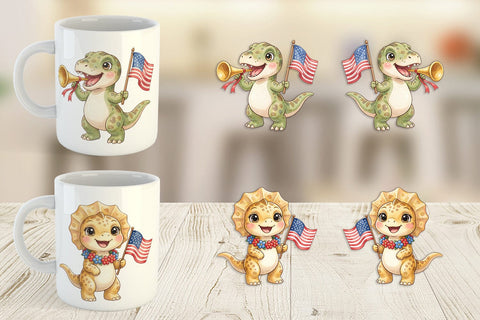 Mug Wrap Spotted July 4th Parade Dino Sublimation artnoy 