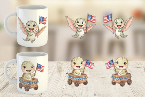 Mug Wrap Spotted July 4th Parade Dino Sublimation artnoy 