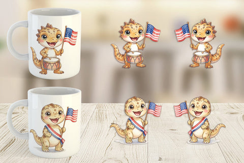 Mug Wrap Spotted July 4th Parade Dino Sublimation artnoy 