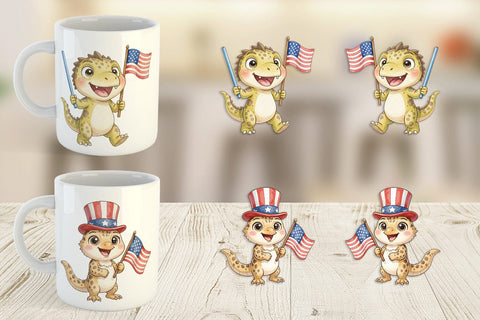 Mug Wrap Spotted July 4th Parade Dino Sublimation artnoy 