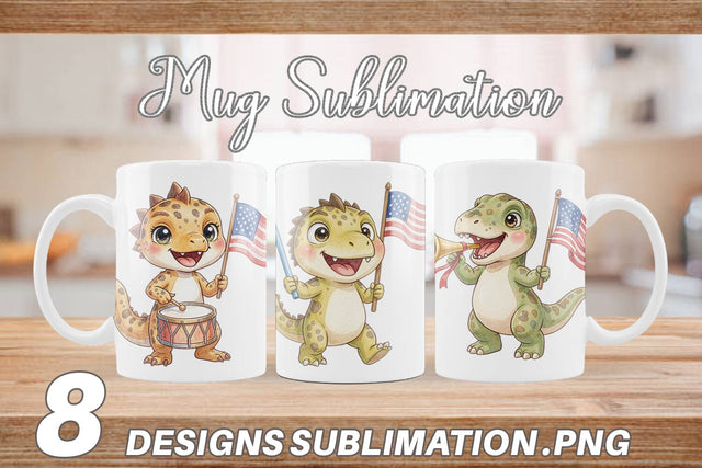 Mug Wrap Spotted July 4th Parade Dino Sublimation artnoy 