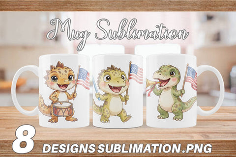 Mug Wrap Spotted July 4th Parade Dino Sublimation artnoy 