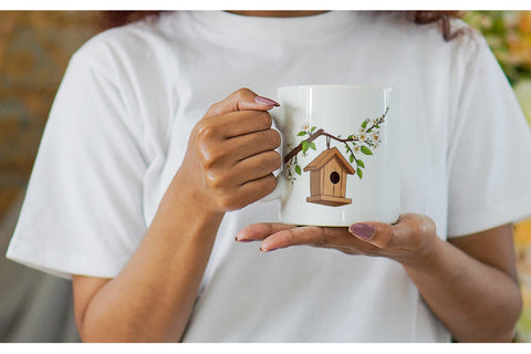 Mug Wrap Spring Birdhouse Sublimation artnoy 