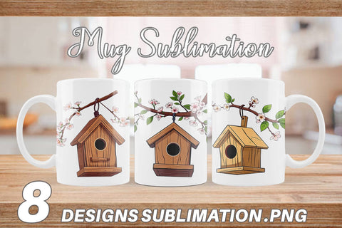Mug Wrap Spring Birdhouse Sublimation artnoy 