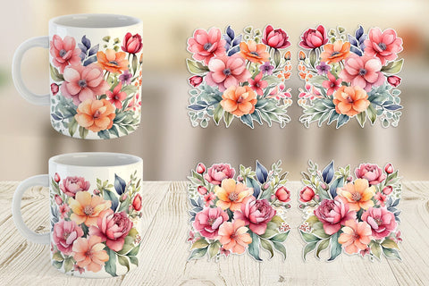 Mug Wrap Spring Flowers Bouquet Sublimation artnoy 