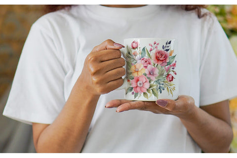 Mug Wrap Spring Flowers Bouquet Sublimation artnoy 
