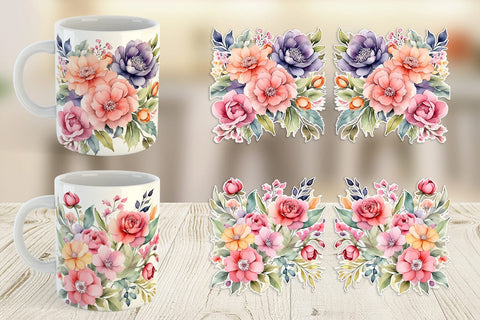 Mug Wrap Spring Flowers Bouquet Sublimation artnoy 