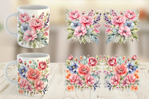 Mug Wrap Spring Flowers Bouquet Sublimation artnoy 