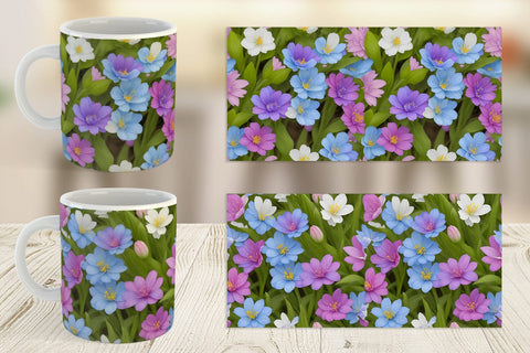Mug Wrap Spring flowers Pattern Sublimation artnoy 