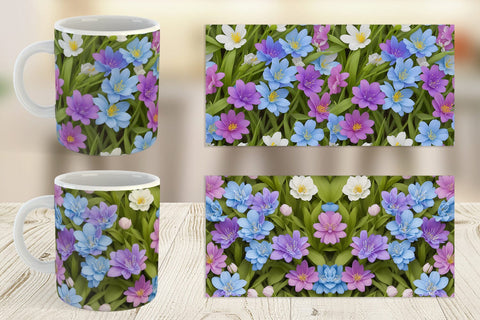 Mug Wrap Spring flowers Pattern Sublimation artnoy 