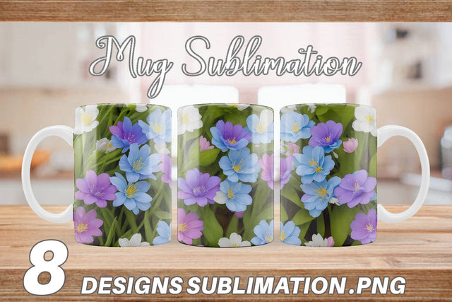 Mug Wrap Spring flowers Pattern Sublimation artnoy 