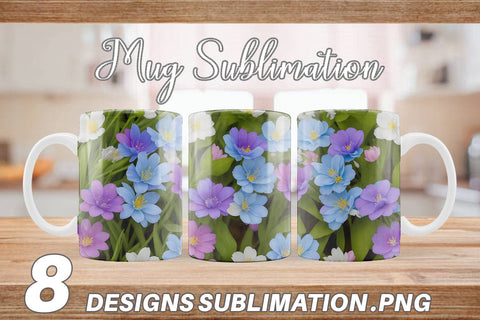 Mug Wrap Spring flowers Pattern Sublimation artnoy 