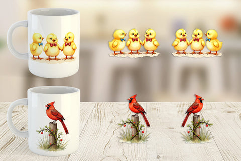 Mug Wrap Spring Garden Birds Sublimation artnoy 