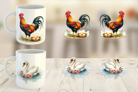Mug Wrap Spring Garden Birds Sublimation artnoy 