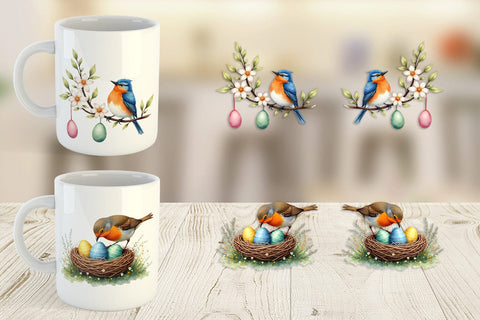 Mug Wrap Spring Garden Birds Sublimation artnoy 