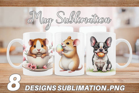 Mug Wrap Spring Garden Pets Easter Watercolor Sublimation artnoy 