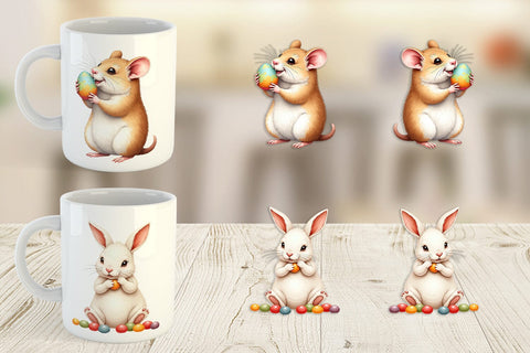 Mug Wrap Spring Garden Pets Easter Watercolor Sublimation artnoy 
