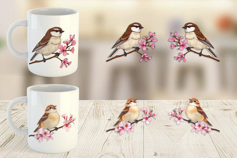 Mug Wrap Spring Sparrow Sublimation artnoy 