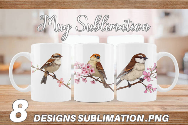 Mug Wrap Spring Sparrow Sublimation artnoy 