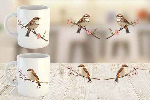Mug Wrap Spring Sparrow Sublimation artnoy 
