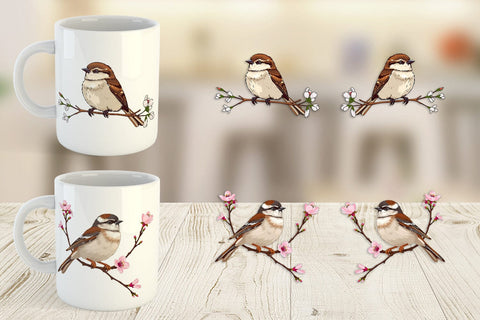 Mug Wrap Spring Sparrow Sublimation artnoy 