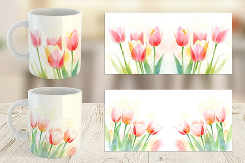 Mug Wrap Spring Tulips Sublimation artnoy 