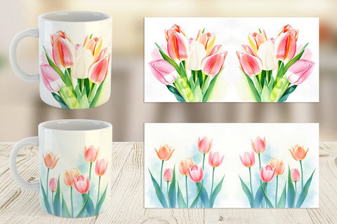 Mug Wrap Spring Tulips Sublimation artnoy 
