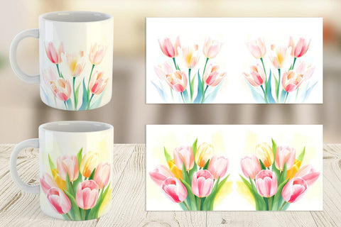 Mug Wrap Spring Tulips Sublimation artnoy 