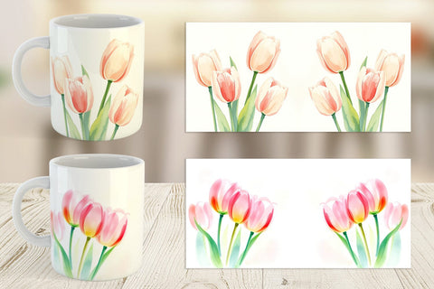 Mug Wrap Spring Tulips Sublimation artnoy 