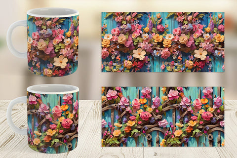 Mug Wrap Spring Wooden Fence Sublimation artnoy 