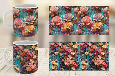 Mug Wrap Spring Wooden Fence Sublimation artnoy 