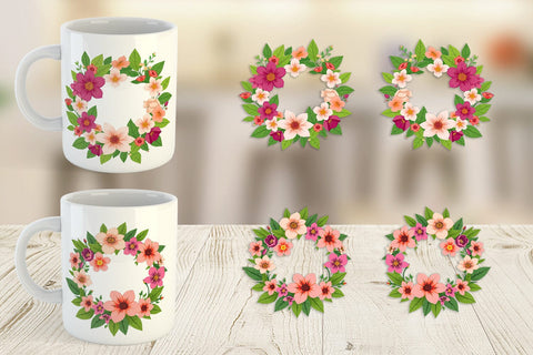 Mug Wrap Spring Wreath Sublimation artnoy 