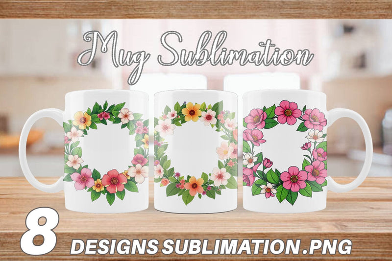 Mug Wrap Spring Wreath Sublimation artnoy 